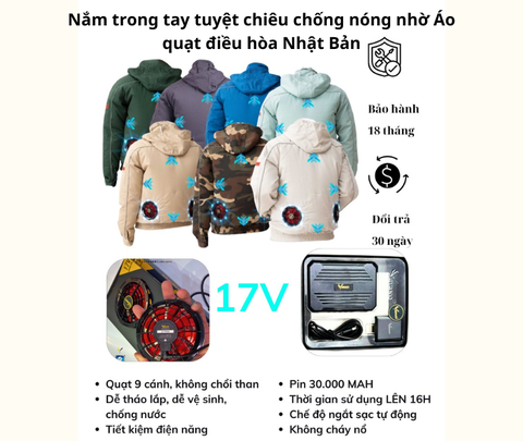 Nắm trong tay tuyệt chiêu chống nóng nhờ Áo quạt điều hòa Nhật Bản