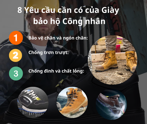 8 Yêu cầu cần có của Giày bảo hộ Công nhân