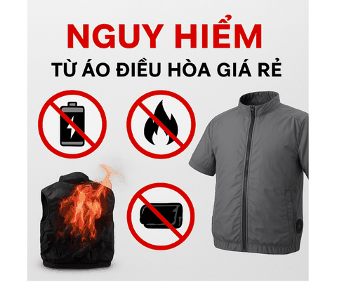 Mối nguy hiểm từ pin áo điều hòa giá rẻ.