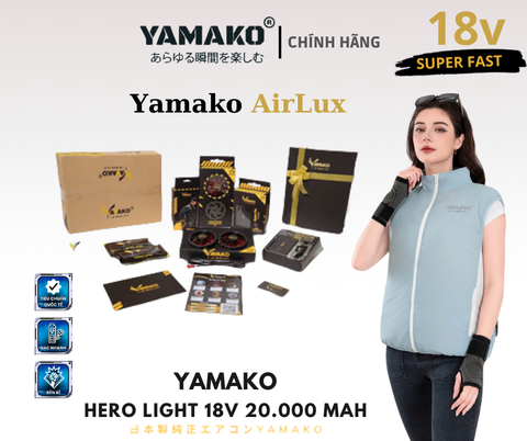 BỘ ÁO ĐIỀU HÒA YAMAKO HERO LIGHT 18V - 20.000 MAH - AIRLUX