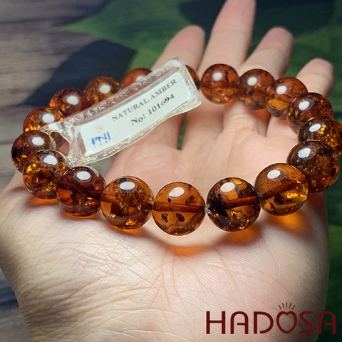 Vòng Hổ Phách Baltic nâu đỏ 12mm đặc biệt cao cấp