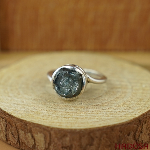 Nhẫn hoa mẫu đơn Sapphire cao cấp size 13