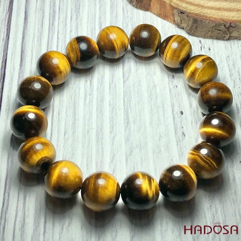 Vòng đá Mắt Hổ vàng nâu 12mm chuẩn 5A
