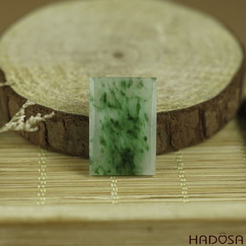 Mặt Cẩm Thạch Vô Sự Bài chữ nhật xanh lí 22x14x2.6mm