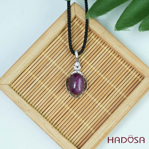 Mặt dây chuyền đính đá Ruby oval 10x14mm bạc 925