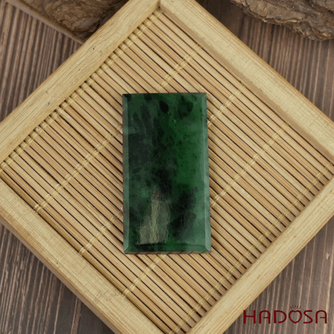 Mặt Cẩm Thạch Vô Sự Bài chữ nhật xanh sơn thuỷ 40x21x4mm