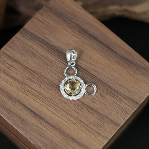 Mặt dây chuyền Citrine 6mm bạc 925
