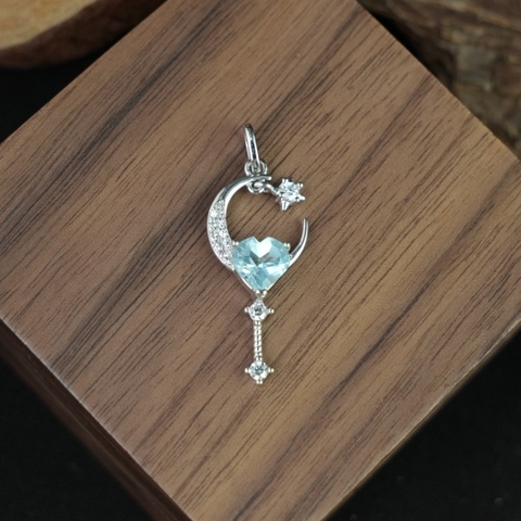 Mặt dây chuyền đá Topaz 6mm bạc 925