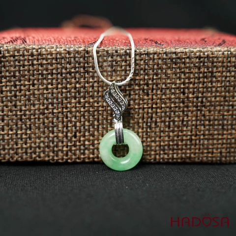 Mặt dây chuyền đồng điếu Ngọc Cẩm Thạch 13mm