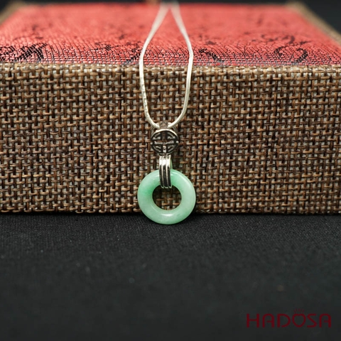 Mặt dây chuyền đồng điếu Ngọc Cẩm Thạch 13mm