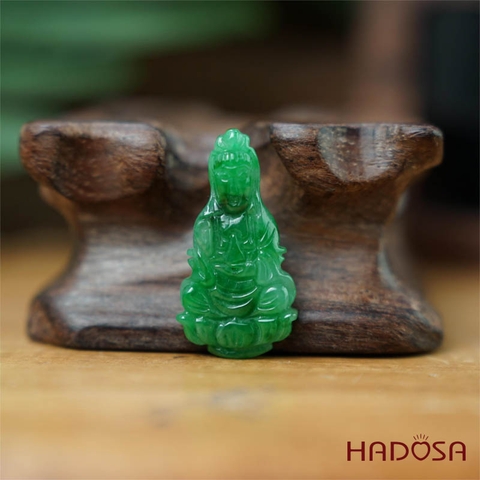 Mặt Quan Âm Cẩm Thạch xanh ngọc 27x14mm