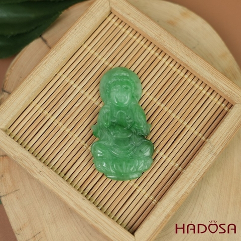 Mặt Quan Âm Cẩm Thạch xanh lý 43x21x6mm