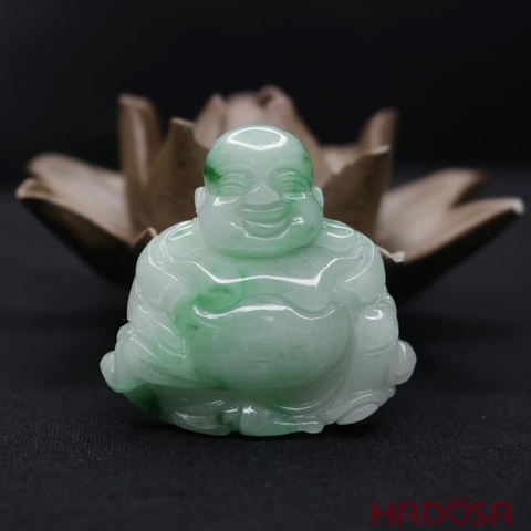 Mặt Phật Di Lặc Cẩm Thạch trắng lí 46x44mm