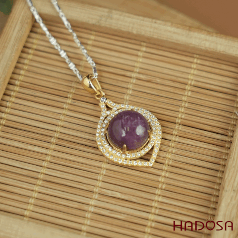 Mặt dây chuyền Ruby Phi tròn 11mm bạc mạ vàng