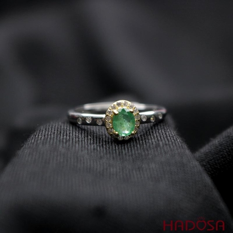 Nhẫn Emerald 4*5mm bạc 925