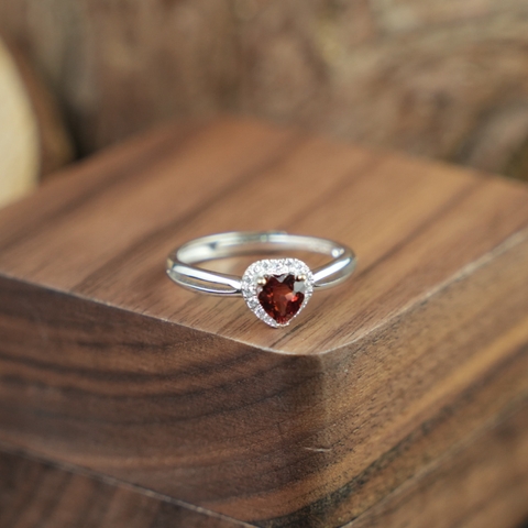Nhẫn đá garnet 5mm bạc 925