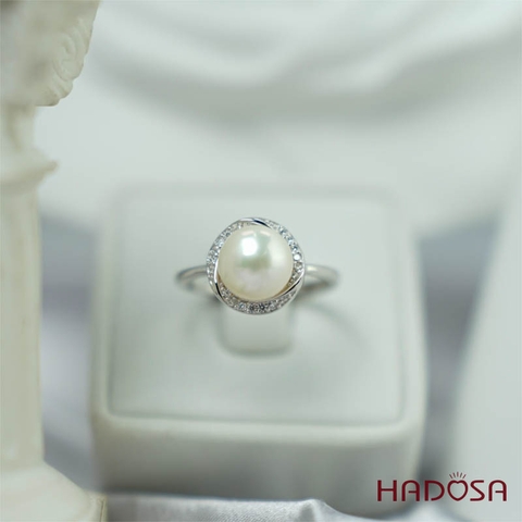 Nhẫn ngọc trai 8mm bạc