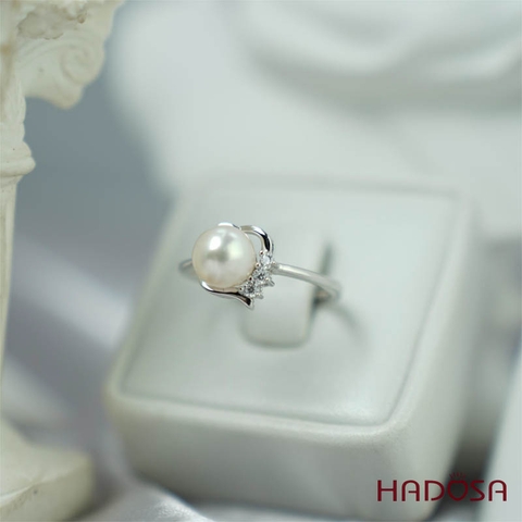 Nhẫn ngọc trai 8mm bạc