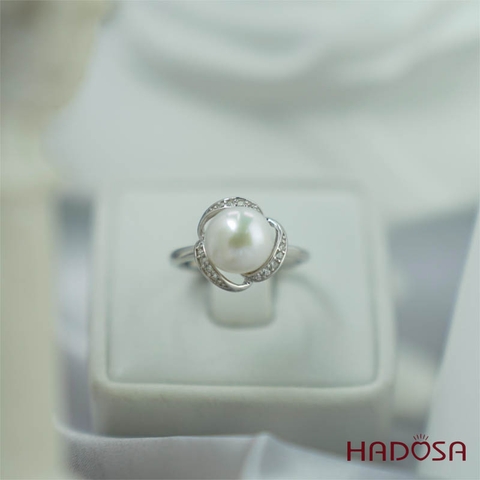 Nhẫn ngọc trai 8mm bạc