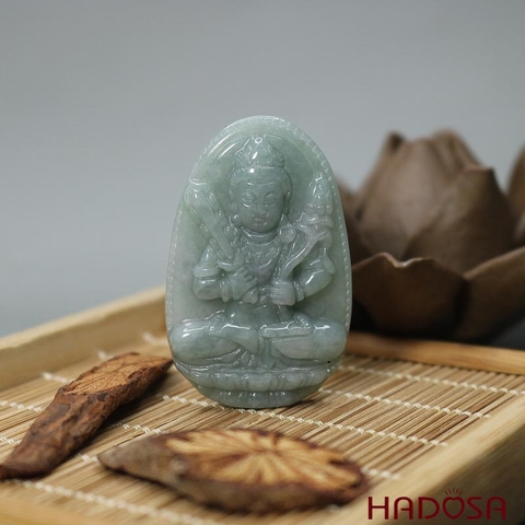 Mặt Phật bản mệnh tuổi Ngọ cẩm thạch A 49x31x7mm