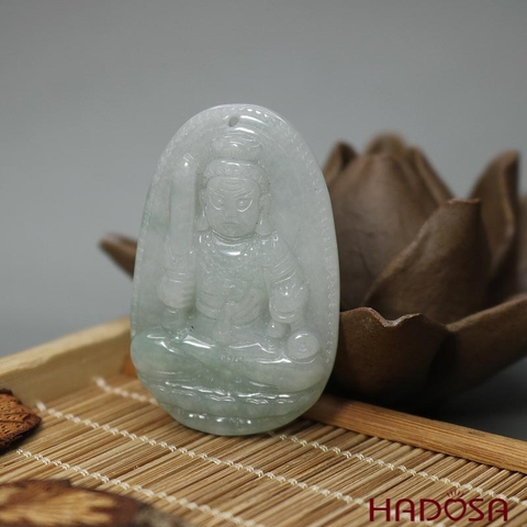 Mặt Phật bản mệnh tuổi Dậu Cẩm thạch A 49x31x7mm