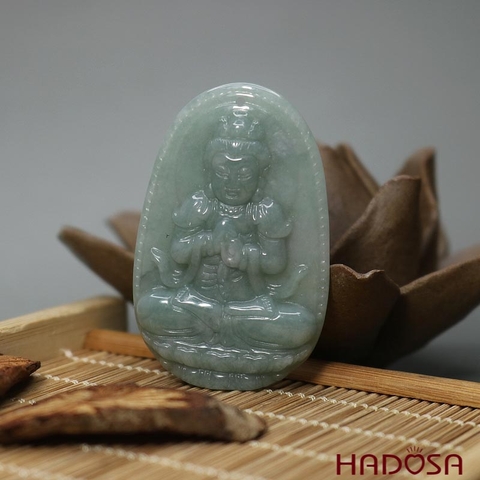 Mặt Phật bản mệnh Tuổi Mùi và Thân cẩm thạch A 49x31x7mm