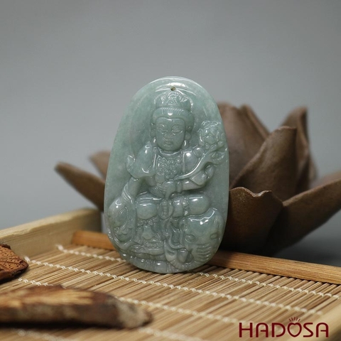 Mặt Phật bản mệnh Thìn Tỵ Cẩm thạch A 49x31x7mm