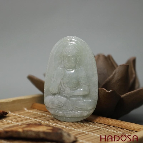 Mặt Phật bản mệnh tuổi Tuất - Hợi Cẩm thạch A 49x31x7mm