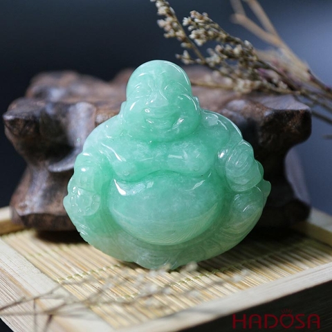 Mặt Phật Di lạc Cẩm Thạch xanh lí 44*44*13