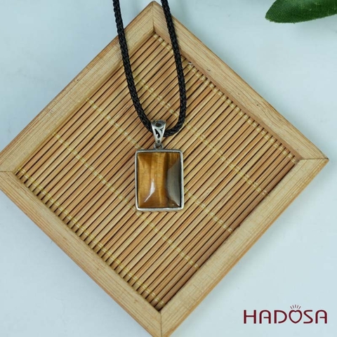 Mặt đá thạch anh mắt hổ vàng nâu 13x17mm chuẩn 6A