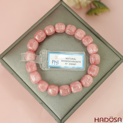 Vòng đá Đào Hoa 12mm hạt đốt cao cấp chuẩn 5A