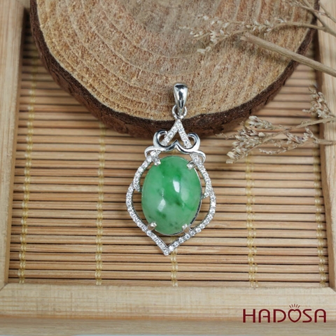 Mặt dây chuyền bạc Cẩm Thạch oval xanh lí