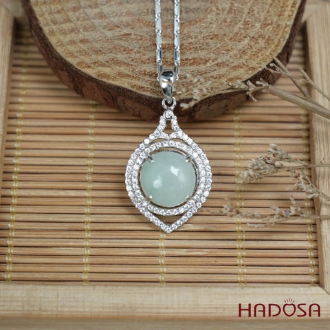 Mặt dây chuyền bạc Cẩm Thạch tròn xanh lí