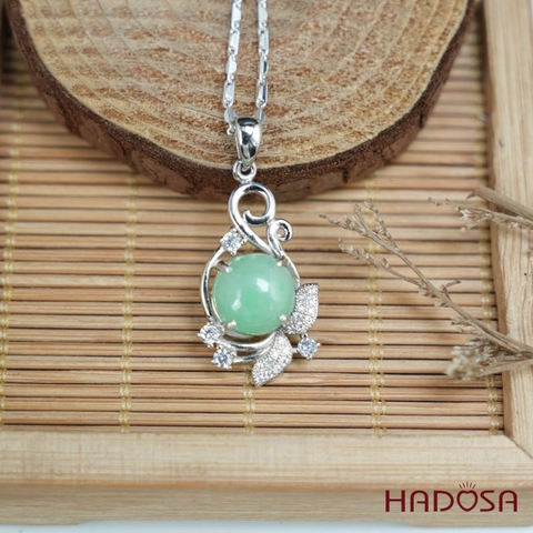 Mặt dây chuyền bạc Cẩm Thạch tròn xanh lí