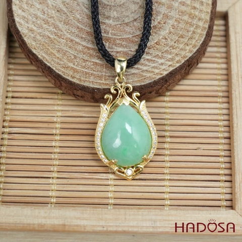 Mặt dây chuyền bạc Cẩm Thạch oval xanh lí