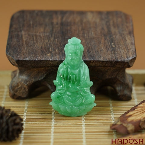Mặt Quan Âm Cẩm Thạch xanh lí 41x24x4mm