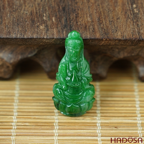 Mặt Quan Âm Cẩm Thạch xanh lý 12x16mm