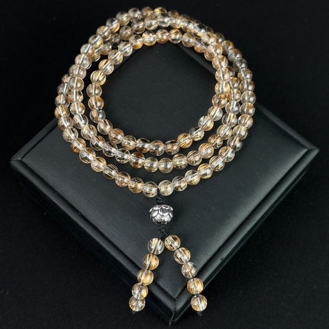 Tràng hạt 108 hạt Thạch anh tóc đồng 6mm chuẩn 6A