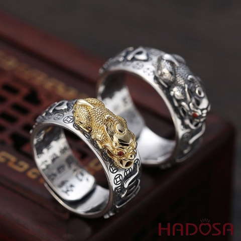 Nhẫn bạc Tỳ Hưu nổi 3D