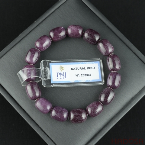 Vòng Ruby Nam Phi hạt trụ 8x10mm 6A