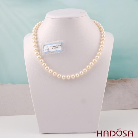 Vòng cổ Ngọc trai 09mm hồng chuẩn 4A