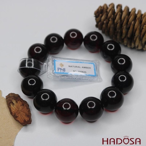 Vòng Hổ Phách Baltic Huyết đen 18mm