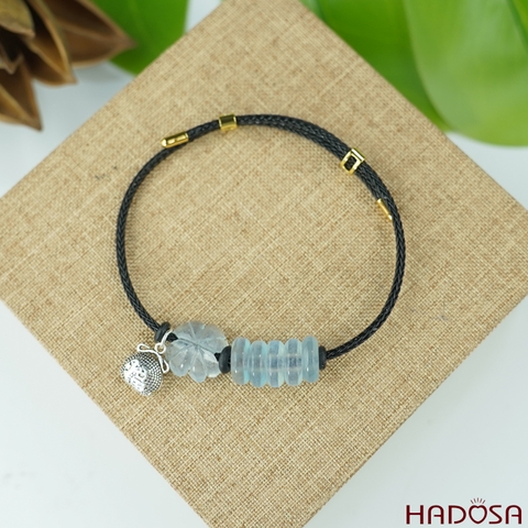 Vòng ngũ điếu Aquamarine cỏ 4 lá