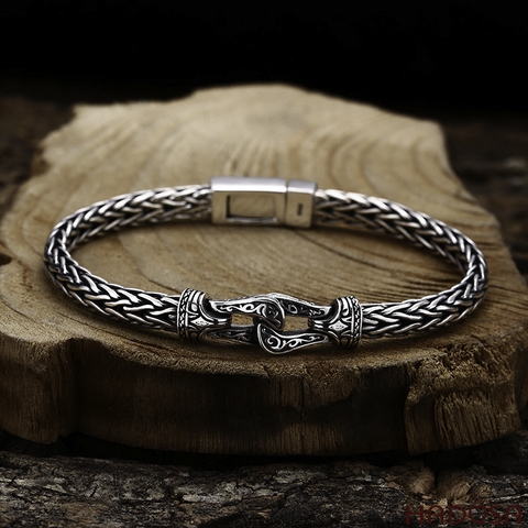 Vòng tay bạc Thái Kiểu Dây Bện Tây Tạng