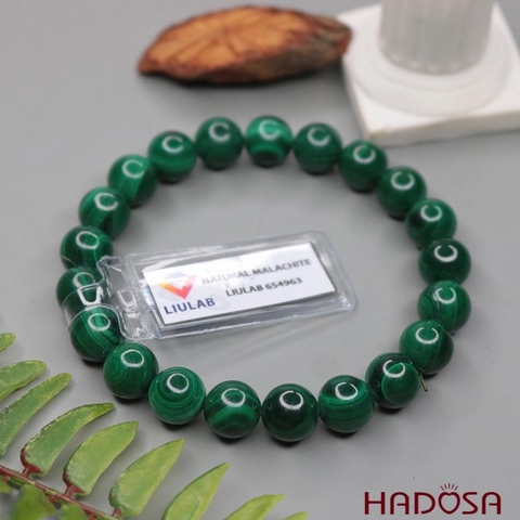Vòng đá Lông Công Malachite 9mm 5A