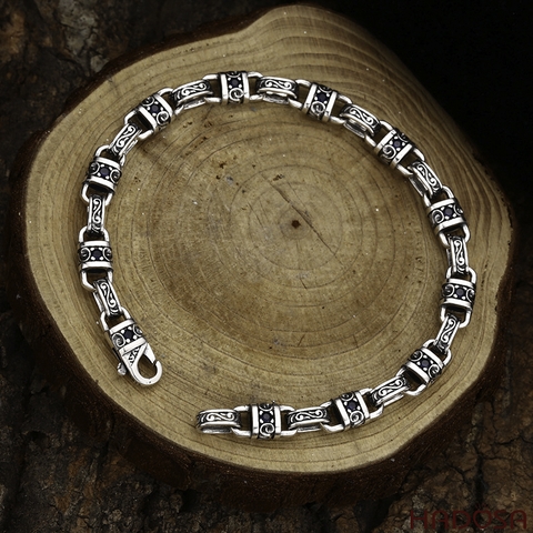 Vòng Tay Nam Bạc Thái Mắt Xích Hồi Văn Cách Điệu