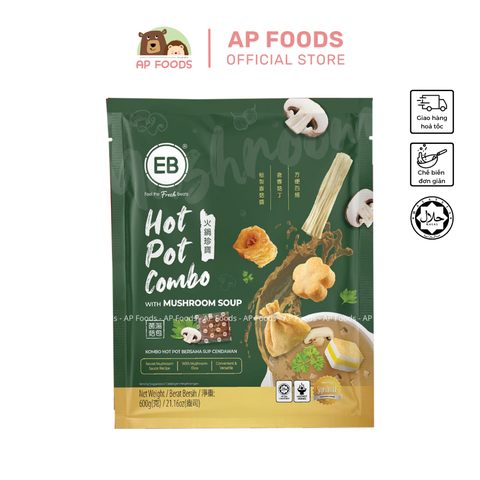 Combo lẩu 5 in 1 kèm súp nấm EB 600g - Hot Pot Combo with Mushroom Soup EB 600g - Viên thả lẩu Malaysia