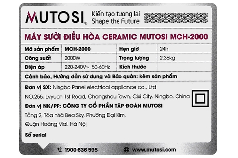 Sưởi gốm Ceramic Mutosi MCH-2000