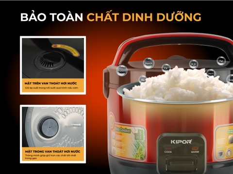 Nồi cơm Kipor 1,8L màu vàng KP N6518