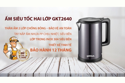 Ấm siêu tốc 2 lớp Goldsun GKT2640 1,7L